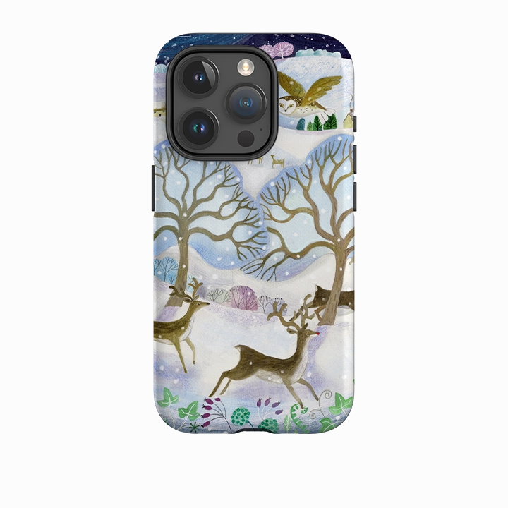 Rugged Build Drop Protection iPhone Tough Case - Winter Deer By Bex Parkin