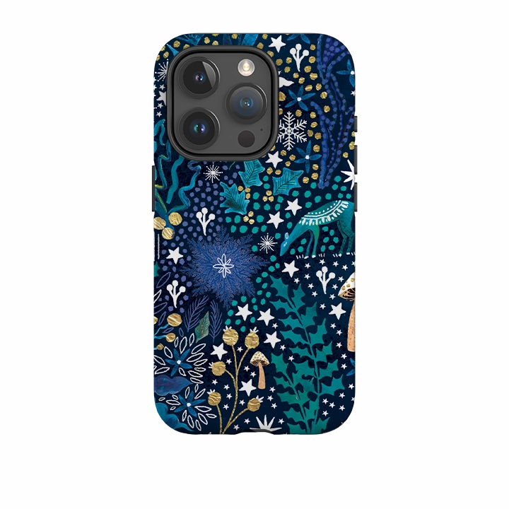 Classic Finish iPhone Tough Case - Winter Flowers Teal By Emma Frances Grant