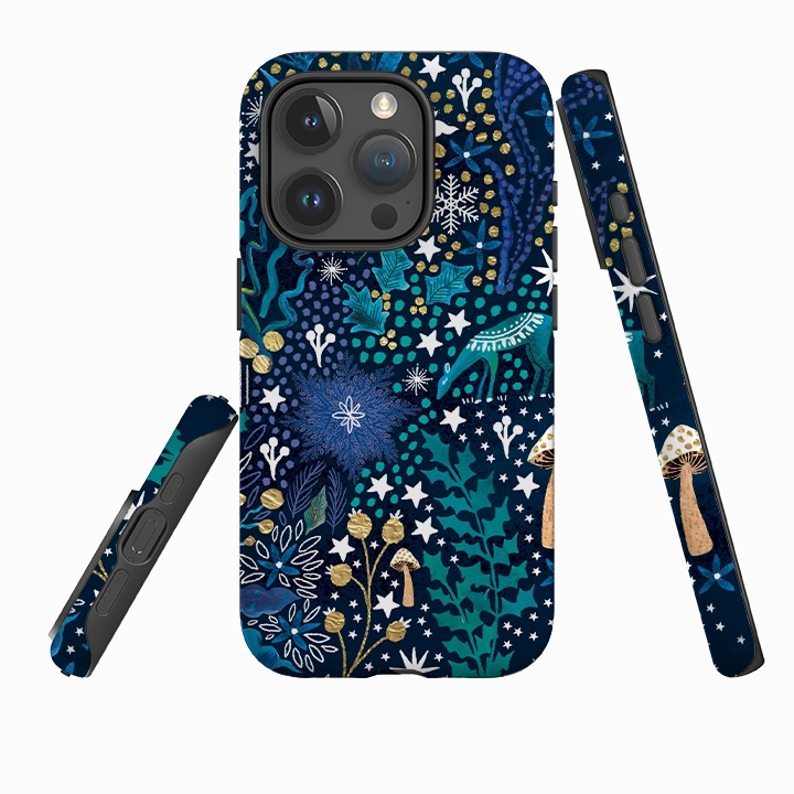 iPhone Tough Case - Winter Flowers Teal By Emma Frances Grant Classic Style Protective Surface