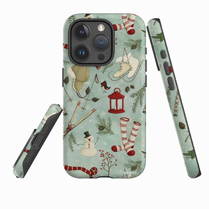 Anti glare Pocket Size iPhone Tough Case - Winter Pattern By Maja Lindberg