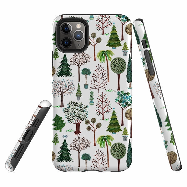 iPhone Tough Case - Xmas Trees By Caroline Bonne Muller Stylish Layer Texture Hybrid Build