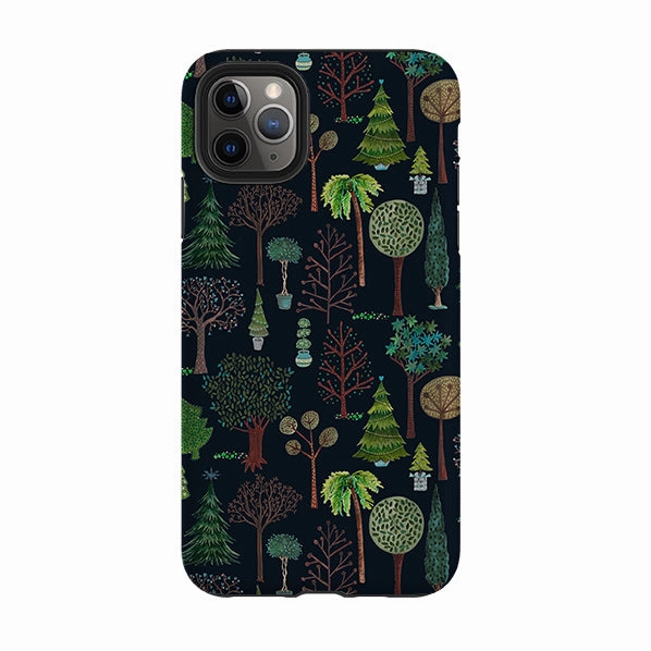 Scratch Barrier Comfort Fit Edge iPhone Tough Case - Xmas Trees Dark By Caroline Bonne Muller