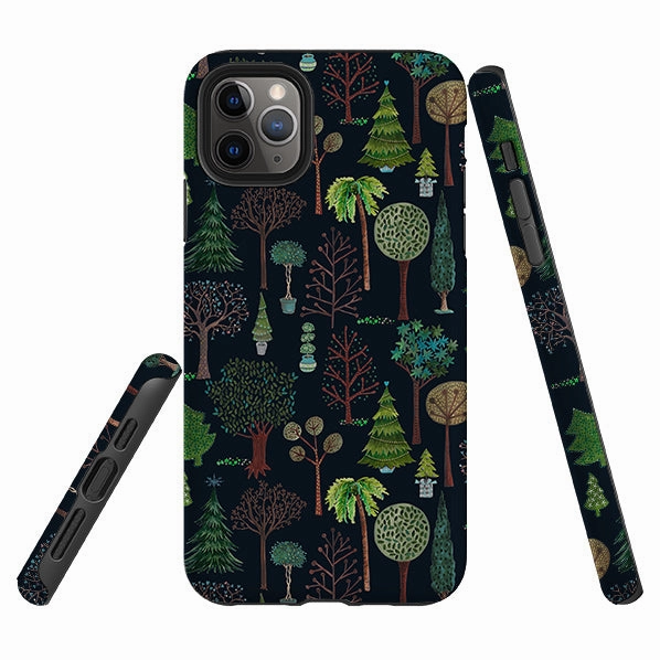 Daily Durability iPhone Tough Case - Xmas Trees Dark By Caroline Bonne Muller