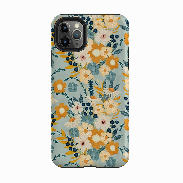 Frosted surface Modern Style iPhone Tough Case - Yellow And Blue Floral By Katherine Quinn