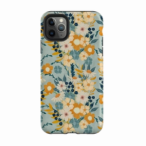 Light Design Matte Coating iPhone Tough Case - Yellow And Blue Floral By Katherine Quinn