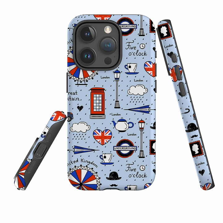iPhone Tough Case - Blue London Flexible Pattern Layer Grip Assist