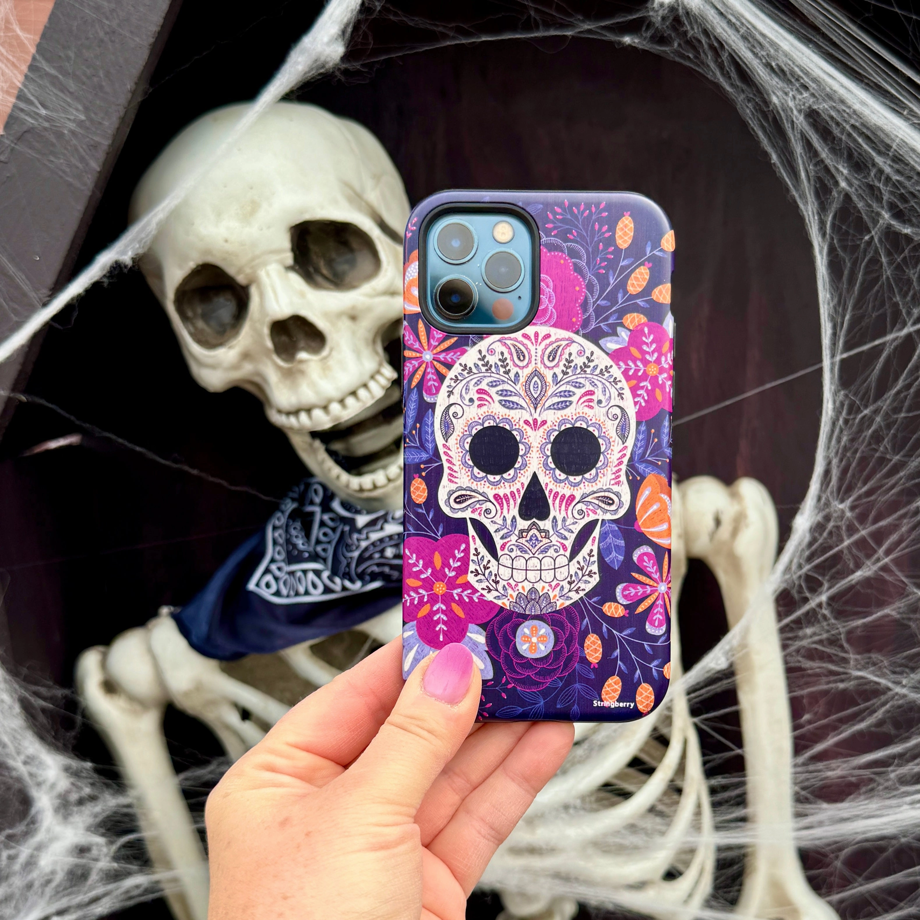 Hybrid Shield Luxury Feel iPhone Tough Case - Sugar Skull By Jenny Zemanek