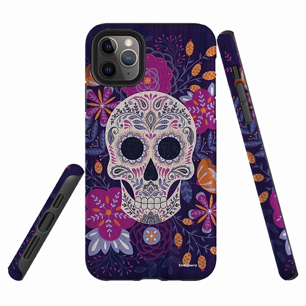 Comfort Shield Texture iPhone Tough Case - Sugar Skull By Jenny Zemanek