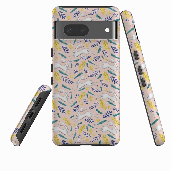 Rugged Pattern Design Anti Shock Google Tough Case -  White Hare Pattern By Catherine Rowe