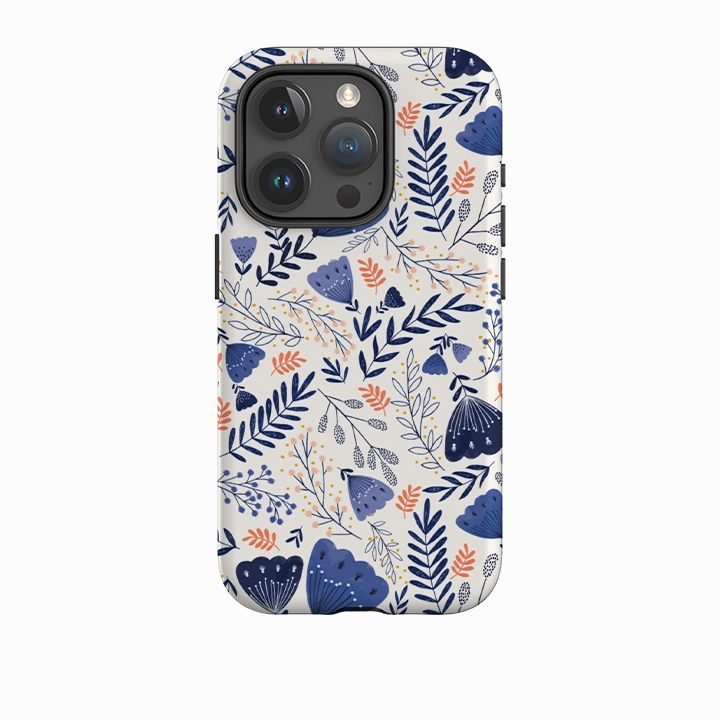 iPhone Tough Case - Blue Floral By Jade Mosinski Luxury Feel