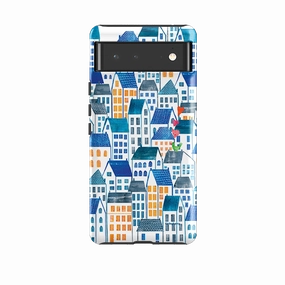 Google Tough Case -  Blue Rooftop Houses By Tracey English Urban Fashion Chic Accessory