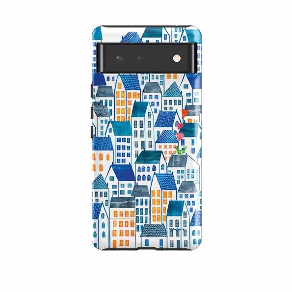 Google Tough Case -  Blue Rooftop Houses By Tracey English Urban Fashion Chic Accessory