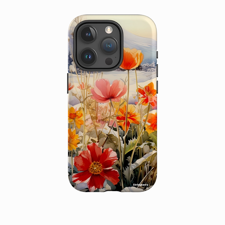 Soft Protection Comfort Use iPhone Tough Case - Winter Wild Flowers II