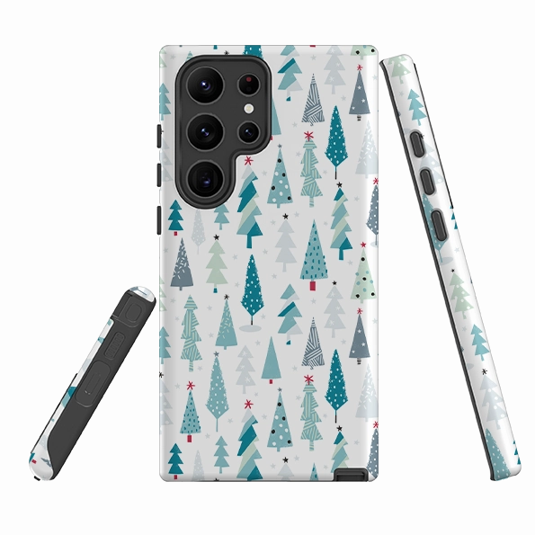 Rugged Frame Soft Feelings Samsung Tough Case - Little Xmas Trees By Ali Brookes