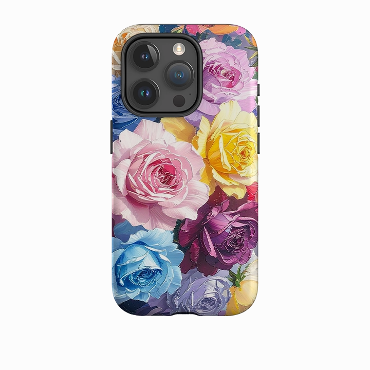 iPhone Tough Case - Summer Floral Roses Hybrid Finish Texture
