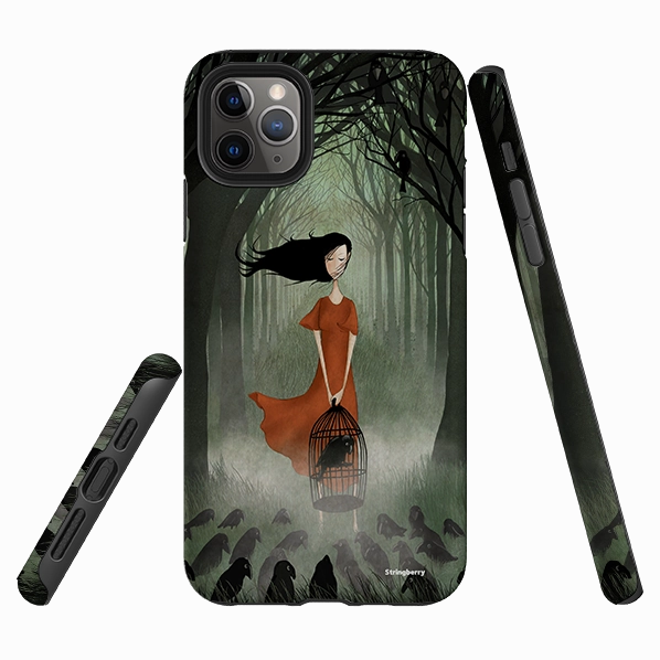 Lightweight texture iPhone Tough Case - The Raven Girl By Maja Lindberg