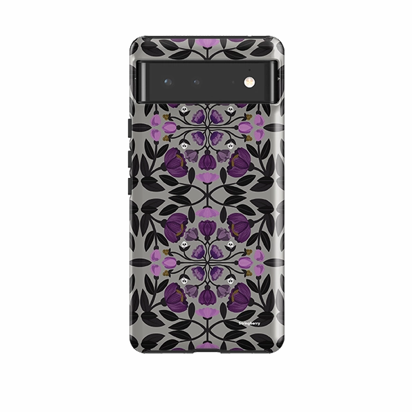 Google Tough Case -  Purple Flower Skull I By Nina Pace Anti Shock Layer