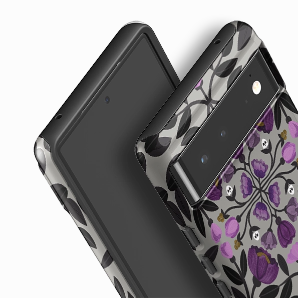 Google Tough Case -  Purple Flower Skull I By Nina Pace Protective Pattern Texture Durable Pattern