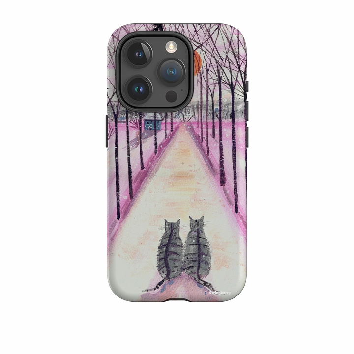 Rugged Outline Matte Look Design iPhone Tough Case - Winter Cats By Mary Stubberfield