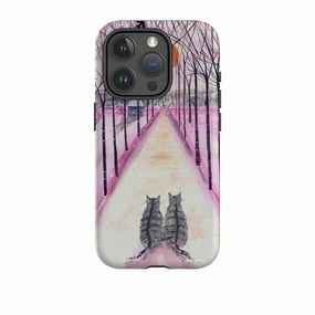 Rugged Outline Matte Look Design iPhone Tough Case - Winter Cats By Mary Stubberfield
