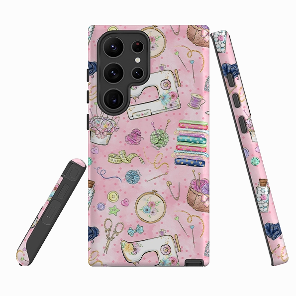 Durable Grip Carbon Fiber Samsung Tough  Case - Sewing Pattern III