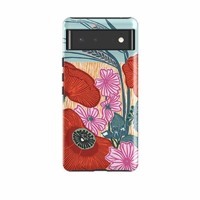 Hybrid Surface Layer Google Tough Case -  Wild Poppies By kate Heiss