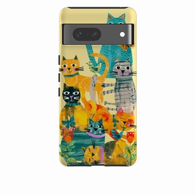 Smooth Form Comfort Finish Layer Google Tough  Case - Cat Party III By Tracey English
