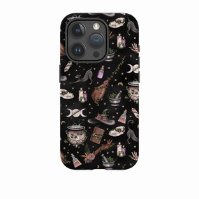 Gloss Surface Layer Clear Back iPhone Case - Woodland Witch Black