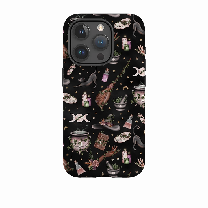 Soft Edge Texture Minimal Aesthetic Touch iPhone Case - Woodland Witch Black