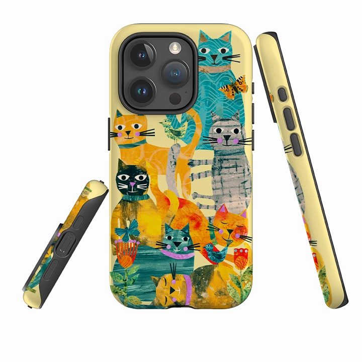 Smooth Finish Touch Shock Surface iPhone Case - Cat Party III By Tracey English