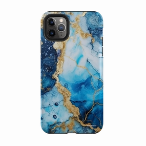 iPhone Tough Case - Blue Marbs Polished Texture Finish Flexible Comfort