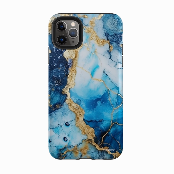 iPhone Tough Case - Blue Marbs Polished Texture Finish Flexible Comfort