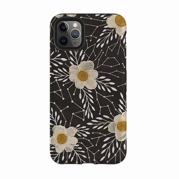 Shock Absorption Layer iPhone Tough Case - Delicate Floral Dark By Nina Pace
