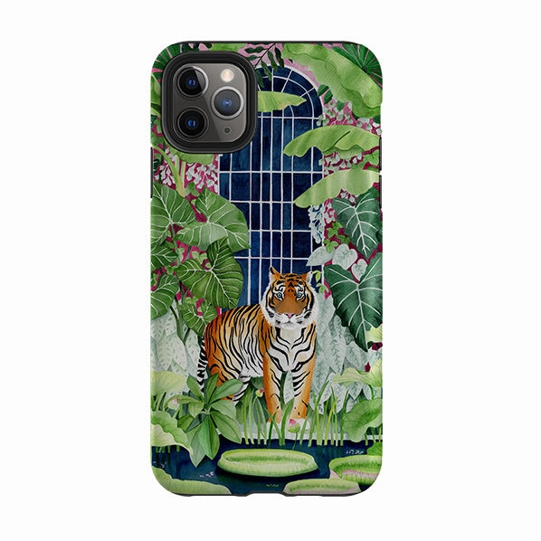 Luxury Pattern iPhone Tough Case - Green House Tiger By Bex Parkin
