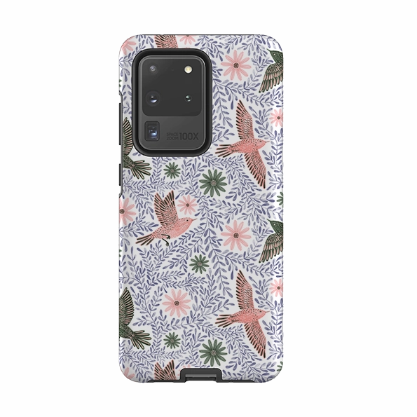 Soft Interior Samsung Tough Case - Bird Pattern Blue By Lee Foster Wilson