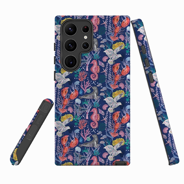 Durable Edge Texture Soft Surface Samsung Tough  Case - Coastline Pattern C By Emma Frances Grant