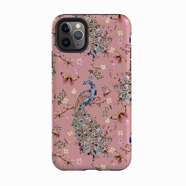 iPhone Tough Case - Peacock and Cherry Blossoms Lupine By Helen Ahpornsiri Soft Protection