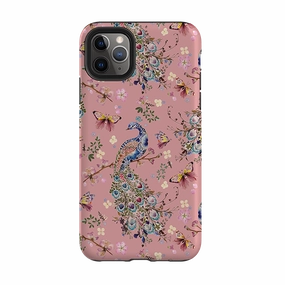 iPhone Tough Case - Peacock and Cherry Blossoms Lupine By Helen Ahpornsiri Soft Protection