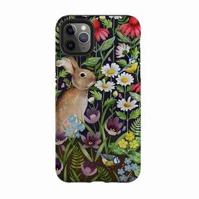Minimal Shield Texture iPhone Tough Case - Rabbit And Wildflowers By Bex Parkin