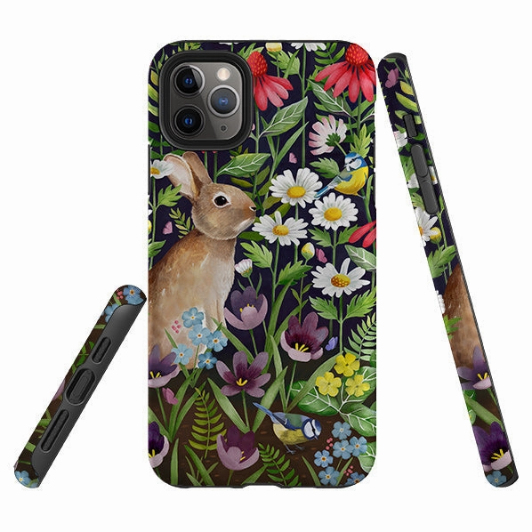 iPhone Tough Case - Rabbit And Wildflowers By Bex Parkin Gloss Finish Handy Use