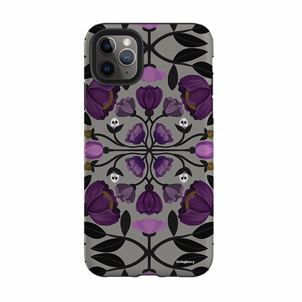 iPhone Tough Case - Purple Flower Skull III By Nina Pace Luxury Build Matte Texture Design