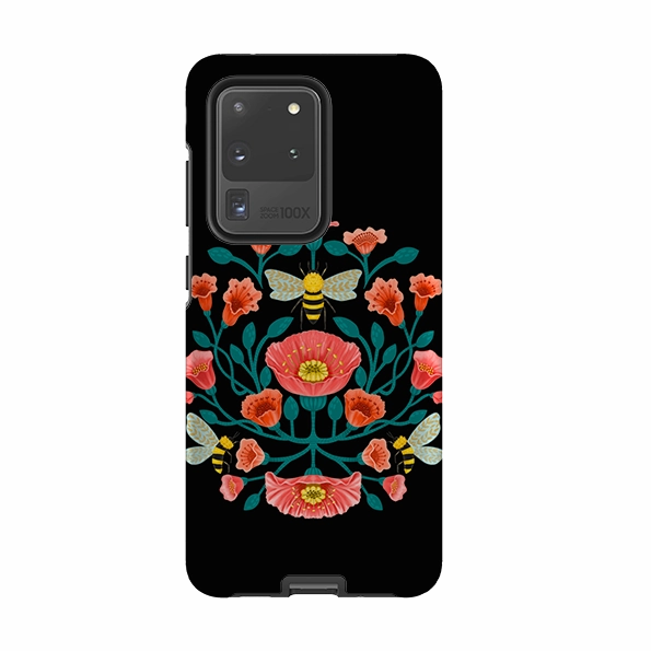 Comfort Detail Elegant Texture Samsung Tough Case - Bee Floral Dark By Nina Pace