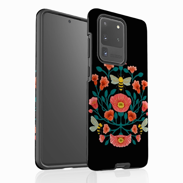Sleek Build Sleek Appearance Samsung Tough Case - Bee Floral Dark By Nina Pace