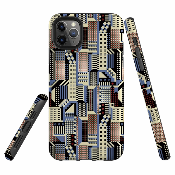 Minimal Edge Design Hybrid Texture Layer iPhone Tough Case - Cityscape By Cressida Bell