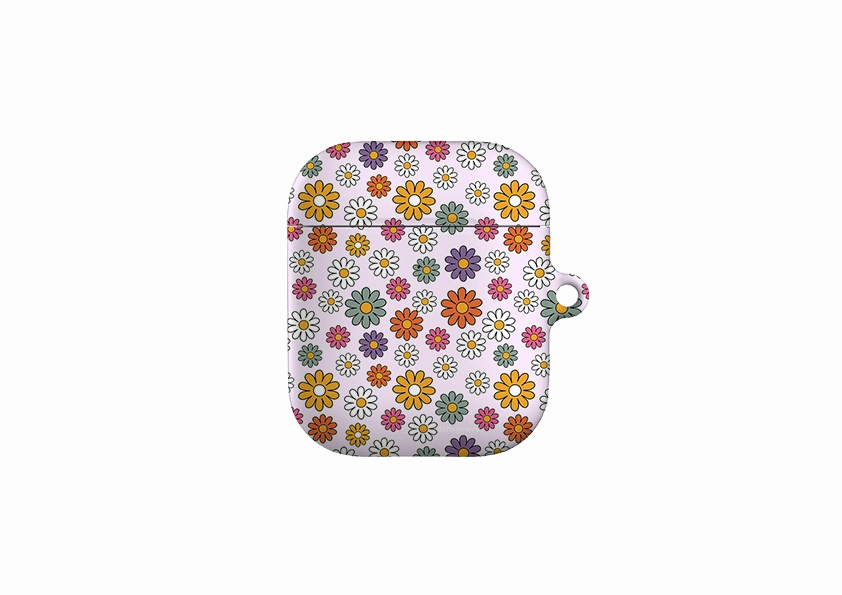 Mixed Daisies Airpod Case ( Gen 1 & 2 ) airpods case for outdoors shockproof neon silicone shell