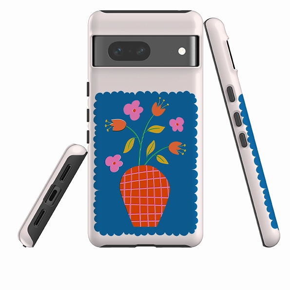 Shock Absorbing Transparent Edge Google Tough Case - Floral Stamp
