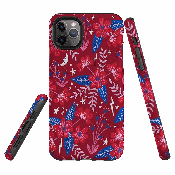 iPhone Tough Case - Red Moon Garden By Lee Foster Wilson Smooth Touch Flexible Pattern Layer