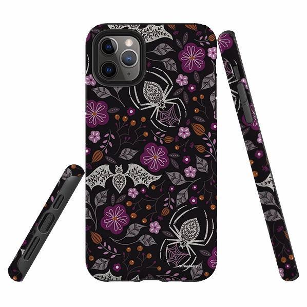 Soft Detail Layer Strong Grip iPhone Tough Case - SpiderBat Black By Jenny Zemanek