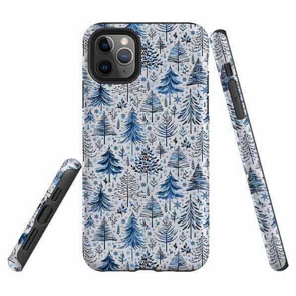 Vivid colors iPhone Tough Case - Blue Xmas Trees By Elisabeth Haager