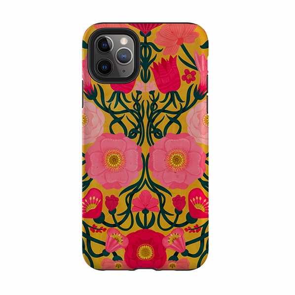 iPhone Tough Case - Yellow Flora By Nina Pace Hybrid Build Texture Unique Pattern